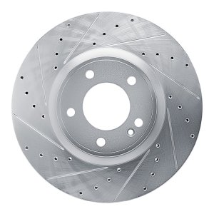 Mercedes-Benz G550 Brake Rotor (1) - Front Left - R1 Concepts - Drilled & Slotted - Silver - `19-`25